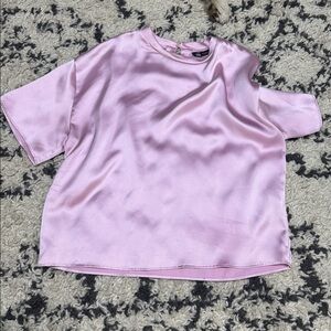Zara Pink Satin Short Sleeve Top